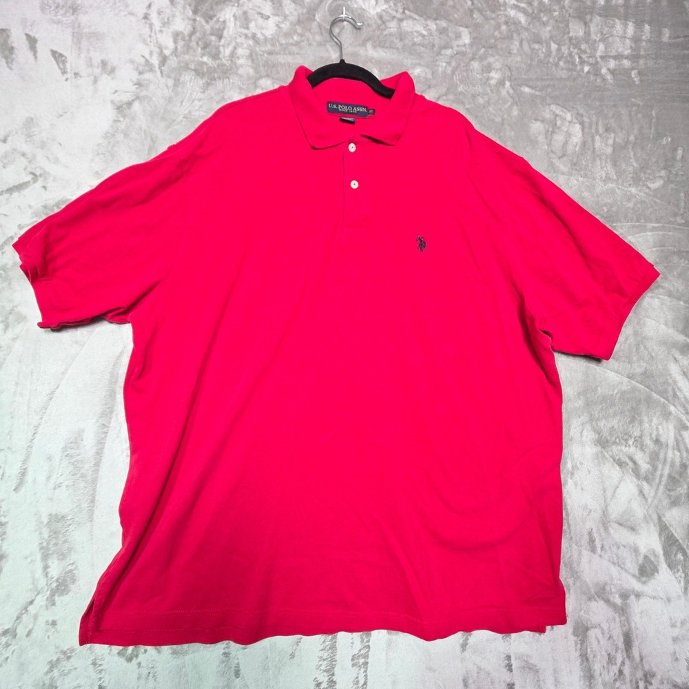 US Polo Assn Mens 3XL Red Short Sleeve Cotton Pique Polo Shirt Logo